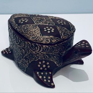 Wooden Turtle Trinket Box Jewlery Box